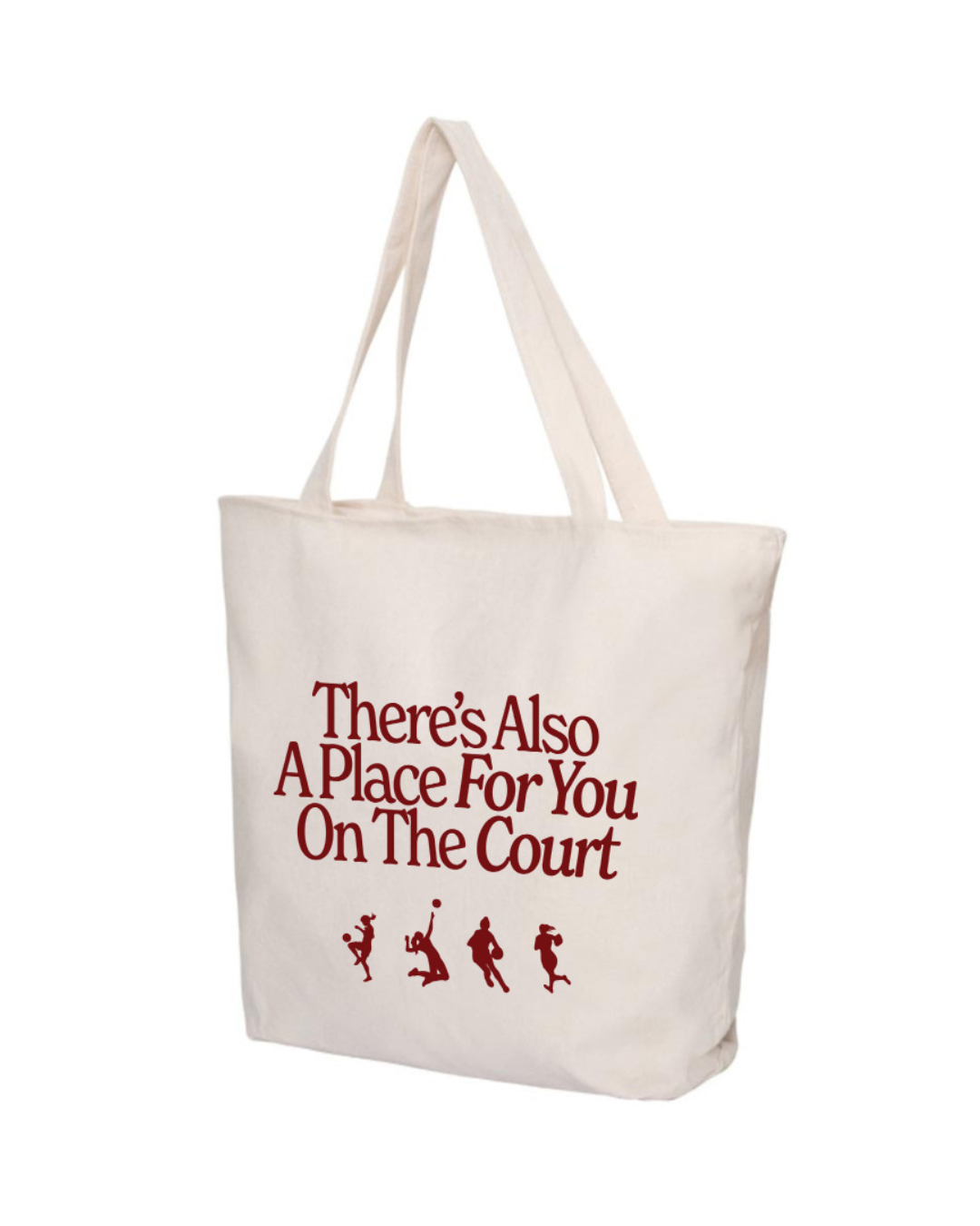"There’s also a place for you on the court" large zippered tote bag